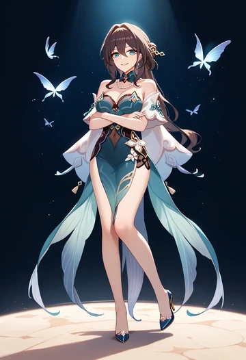 star rail,ruan mei,gown,strapless,mermaid silhouette  - AI generated anime art